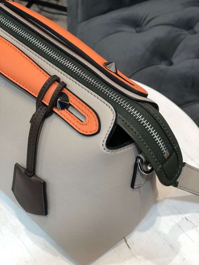 FENDI BY THE WAY REGULAR Small multicoloured leather Boston bag 8BL1245 cream&orange