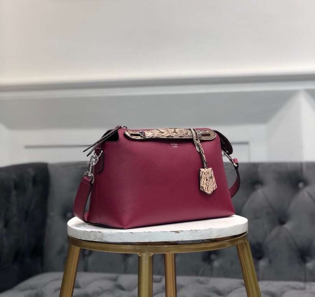 FENDI BY THE WAY REGULAR Small multicoloured leather Boston bag 8BL1245 red&grey