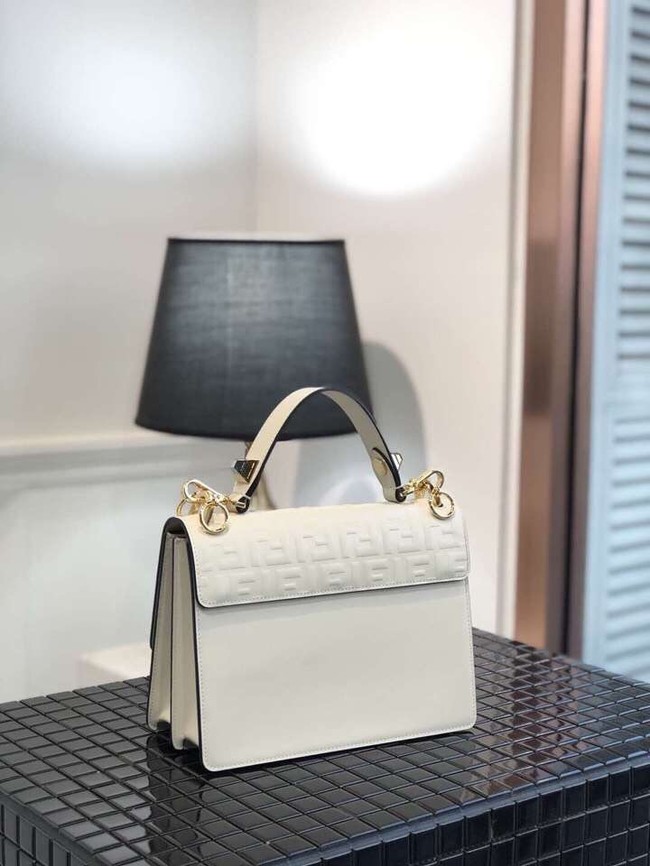 FENDI Kan I Leather Shoulder Bag 8BT283A white