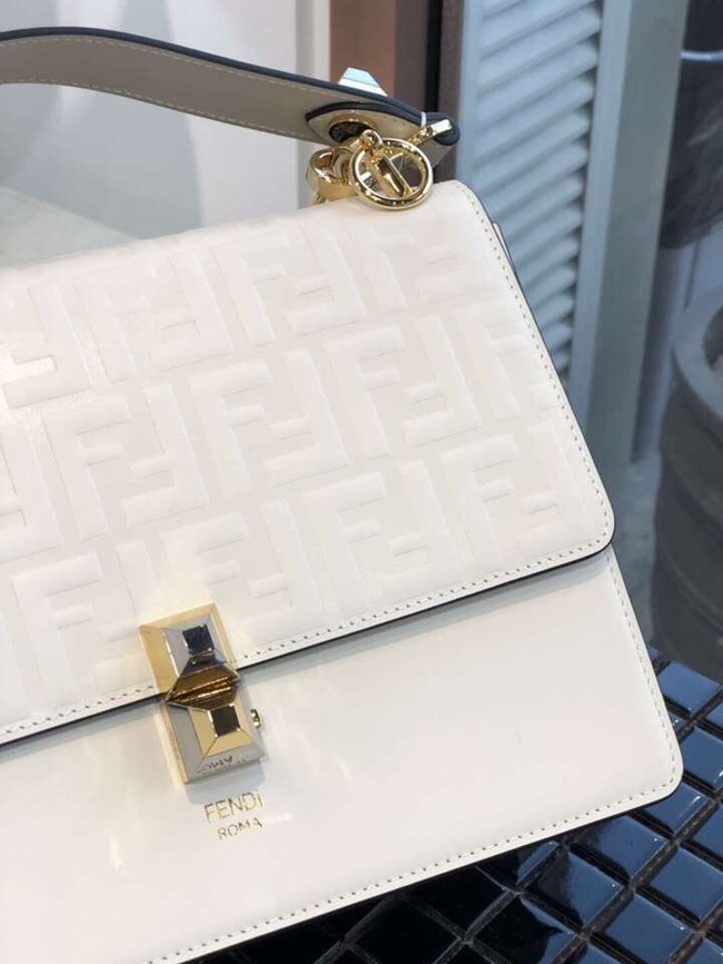 FENDI Kan I Leather Shoulder Bag 8BT283A white