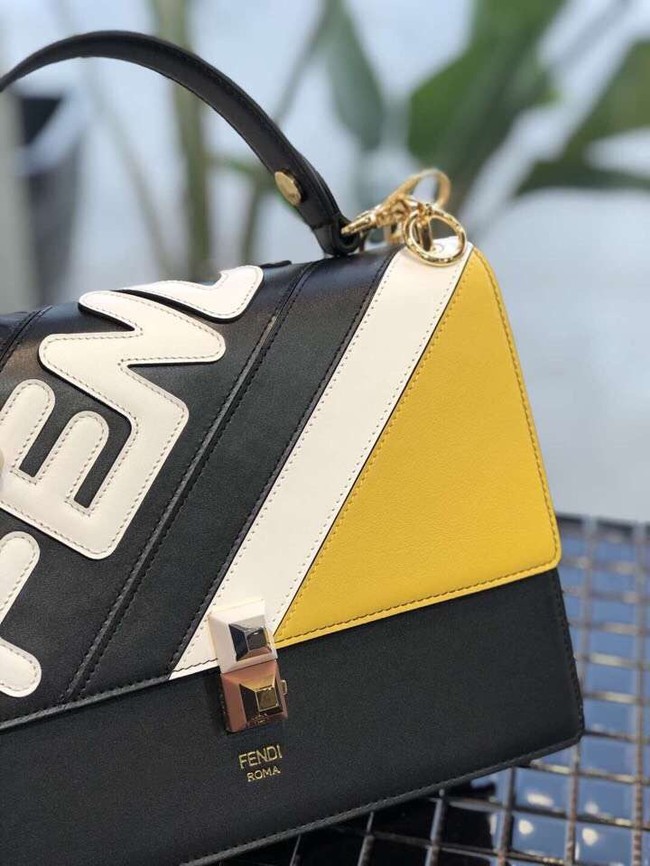 FENDI Kan I Leather Shoulder Bag 8BT283B black