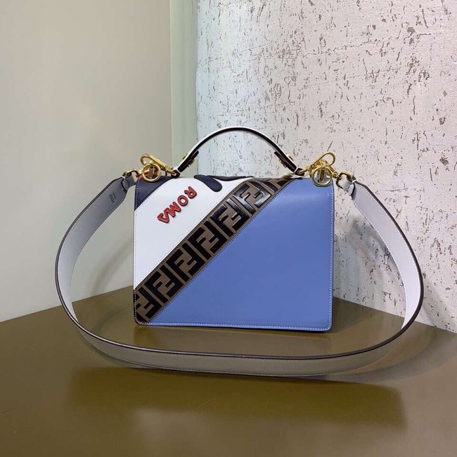 FENDI Kan I Leather Shoulder Bag 8BT283B white