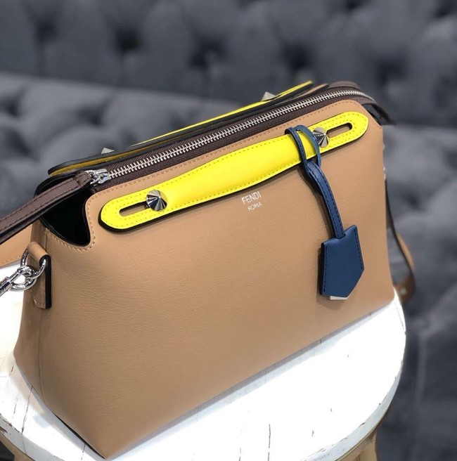 FENDI BY THE WAY REGULAR Small multicoloured leather Boston bag 8BL1245 Apricot&yellow