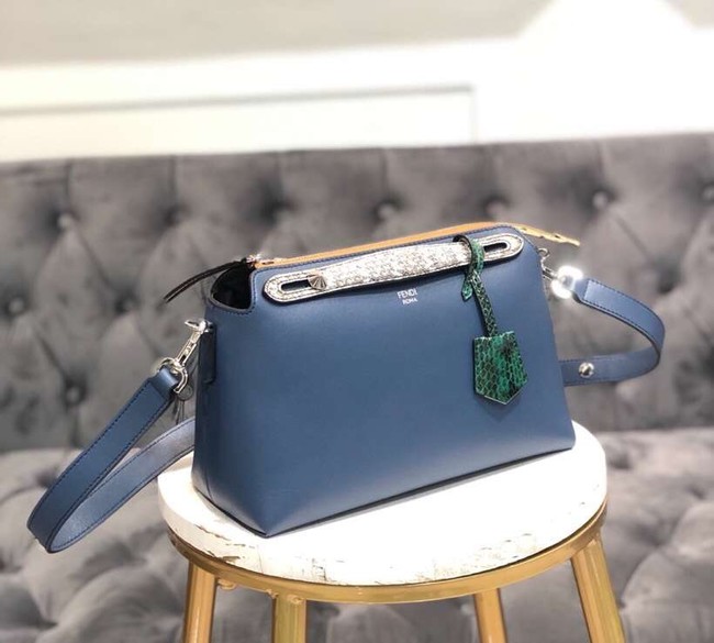 FENDI BY THE WAY REGULAR Small multicoloured leather Boston bag 8BL1245 blue&grey