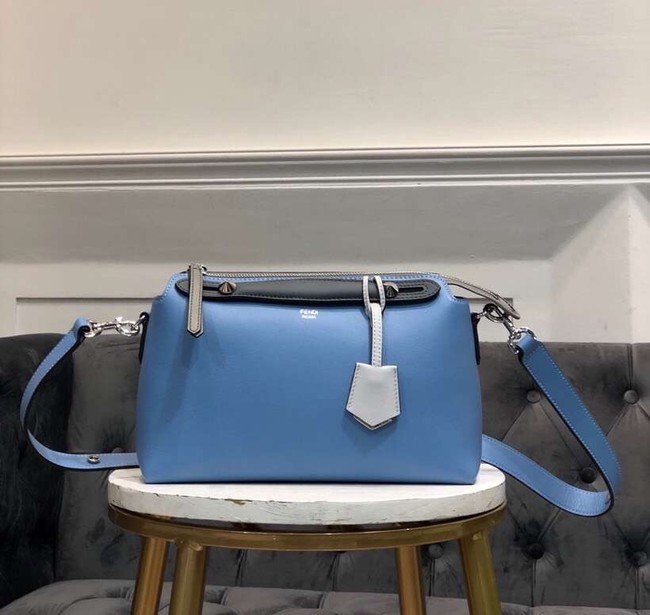 FENDI BY THE WAY REGULAR Small multicoloured leather Boston bag 8BL1245 blue&grey