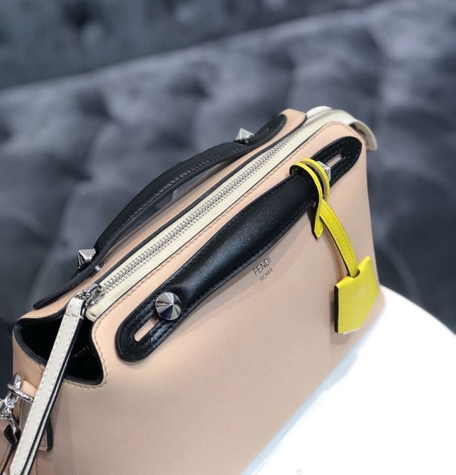 FENDI BY THE WAY REGULAR Small multicoloured leather Boston bag 8BL1245 cream&black