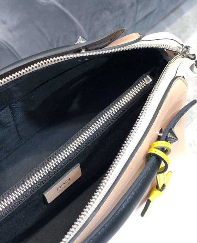 FENDI BY THE WAY REGULAR Small multicoloured leather Boston bag 8BL1245 cream&black