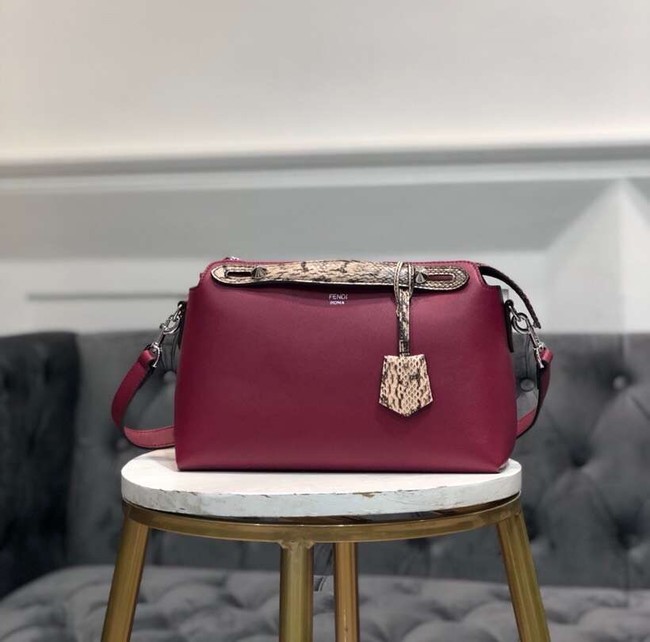 FENDI BY THE WAY REGULAR Small multicoloured leather Boston bag 8BL1245 red&grey
