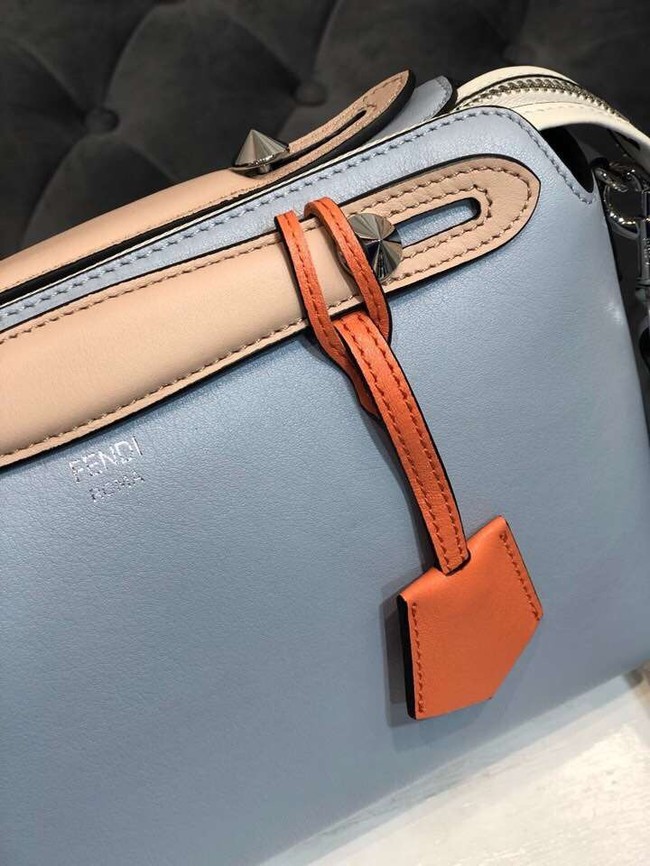 FENDI BY THE WAY REGULAR Small multicoloured leather Boston bag 8BL1245 sky blue&cream