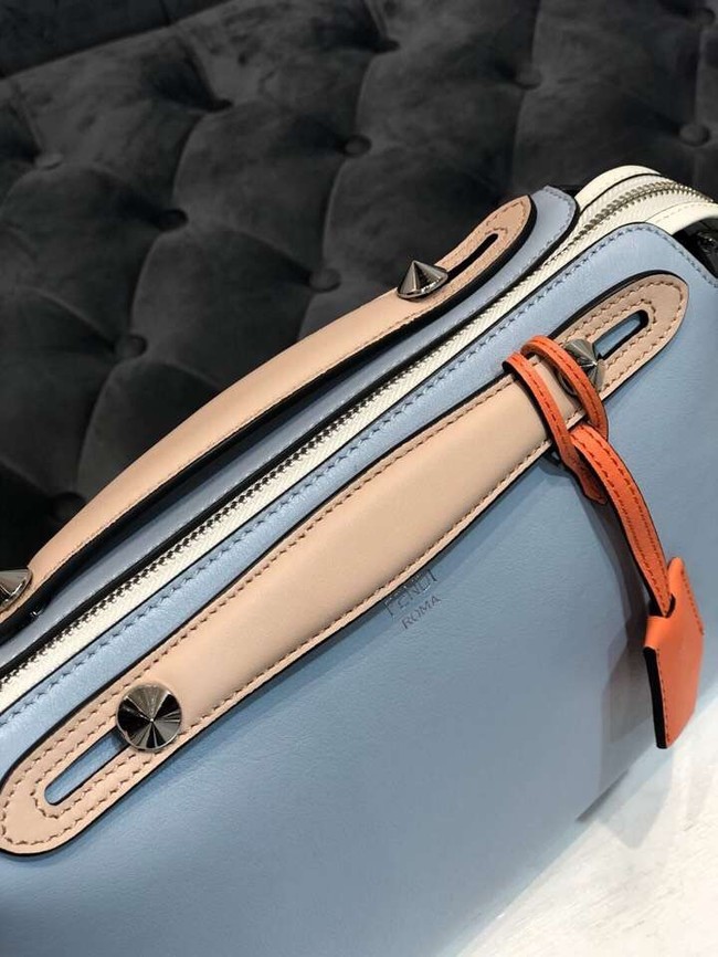 FENDI BY THE WAY REGULAR Small multicoloured leather Boston bag 8BL1245 sky blue&cream