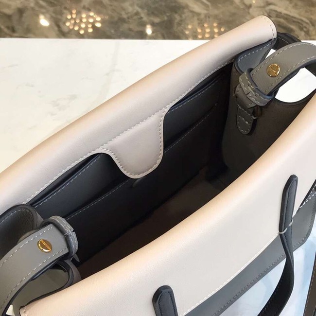 FENDI FLIP REGULAR Multicolor leather and suede bag 8BT302A grey&white
