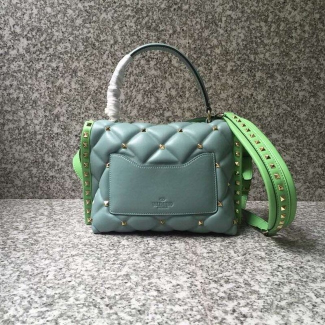 VALENTINO Candy Rockstud quilted leather shoulder bag 6019 green&blue