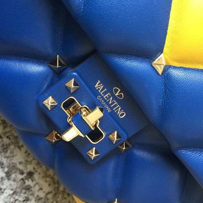 VALENTINO Candy Rockstud quilted leather shoulder bag 6019 yellow&blue