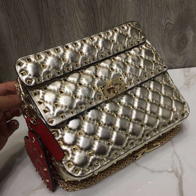 VALENTINO Rockstud quilted leather bag 0027 gold