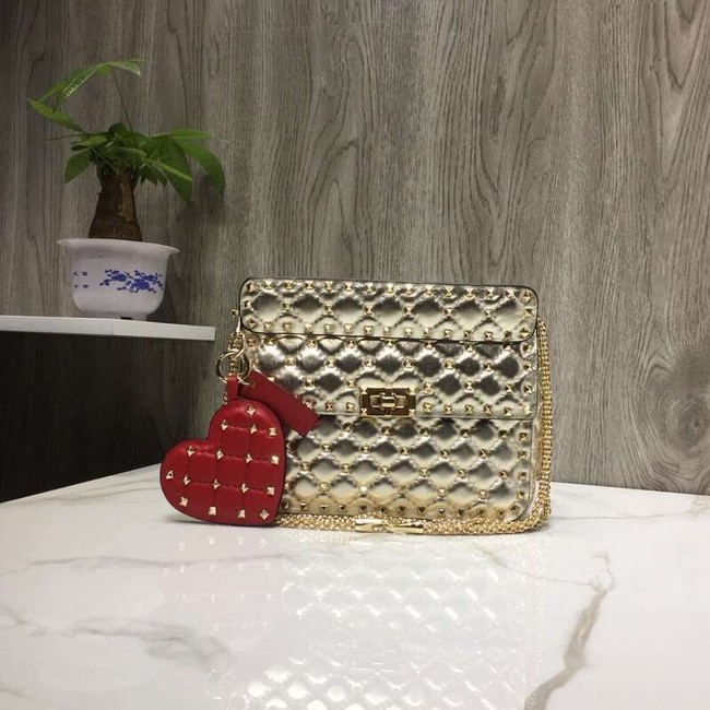 VALENTINO Rockstud quilted leather bag 0027 gold