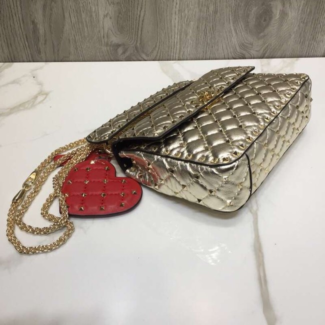 VALENTINO Rockstud quilted leather bag 0027 gold