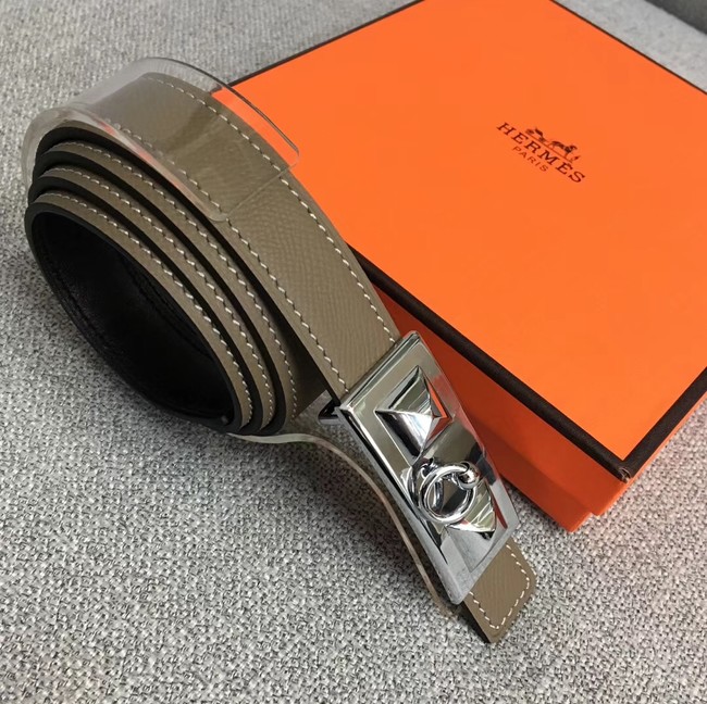 Hermes Collier de Chien belt buckle & Reversible leather strap 24 mm H0521 grey