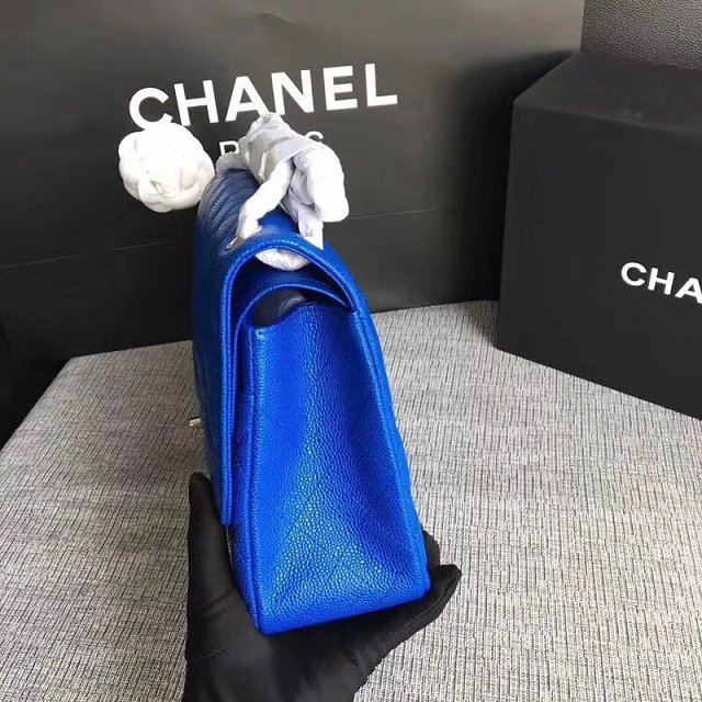 Chanel Jumbo Classic Cannage Pattern Flap Bag Original Leather A58600 Blue