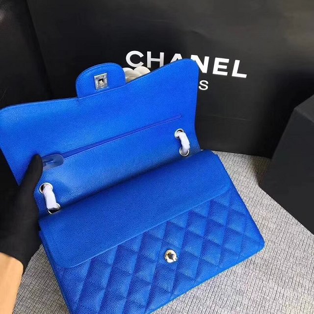 Chanel Jumbo Classic Cannage Pattern Flap Bag Original Leather A58600 Blue