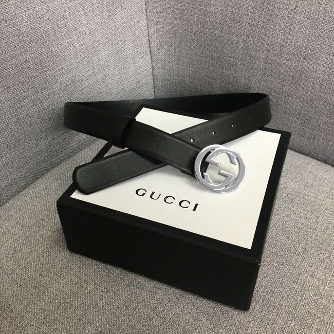 Gucci Leather belt with Double G buckle 406831 black