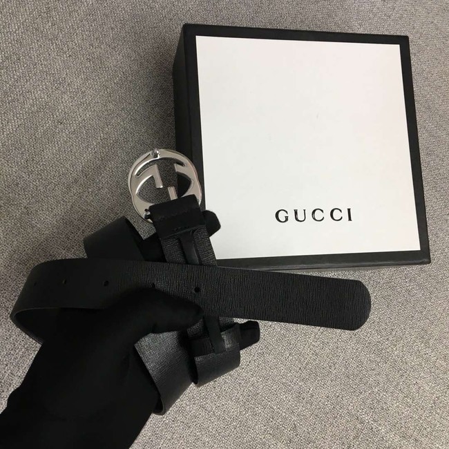 Gucci Leather belt with Double G buckle 406831 black