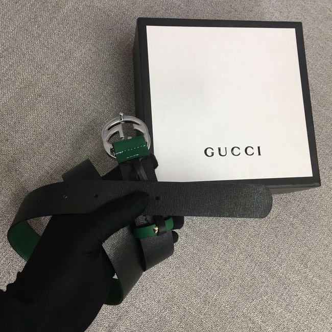 Gucci Leather belt with Double G buckle 406831 green	