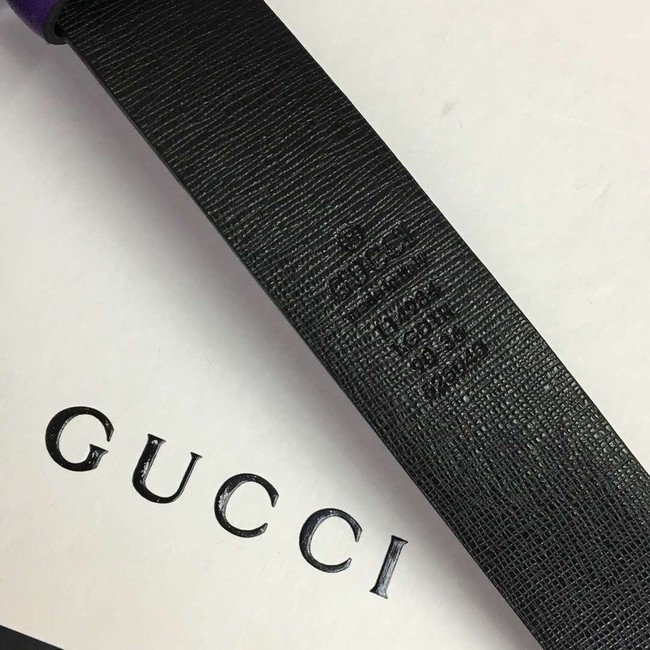 Gucci Leather belt with Double G buckle 406831 purple