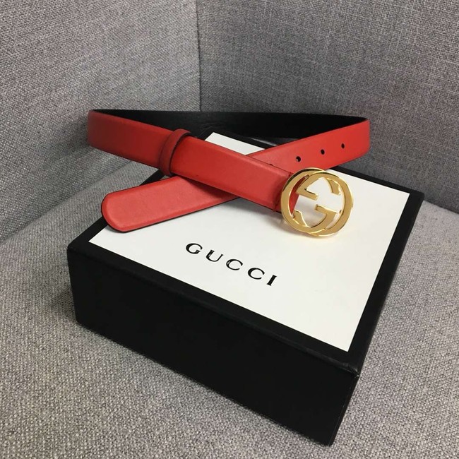 Gucci Leather belt with Double G buckle 406831 red