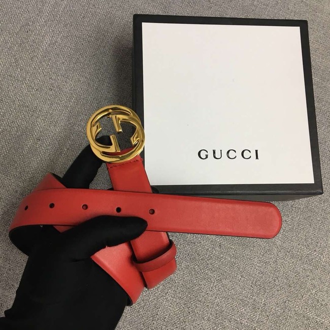 Gucci Leather belt with Double G buckle 406831 red