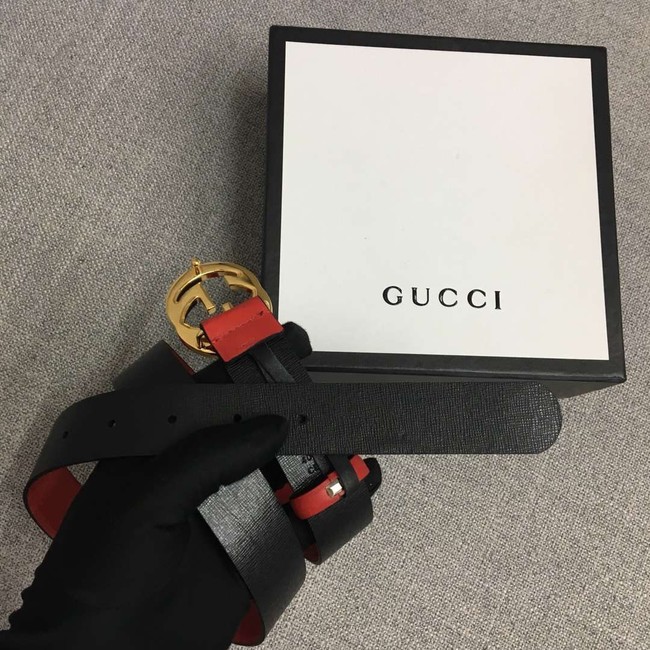 Gucci Leather belt with Double G buckle 406831 red