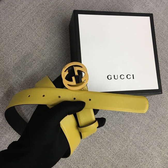 Gucci Leather belt with Double G buckle 406831 yellow