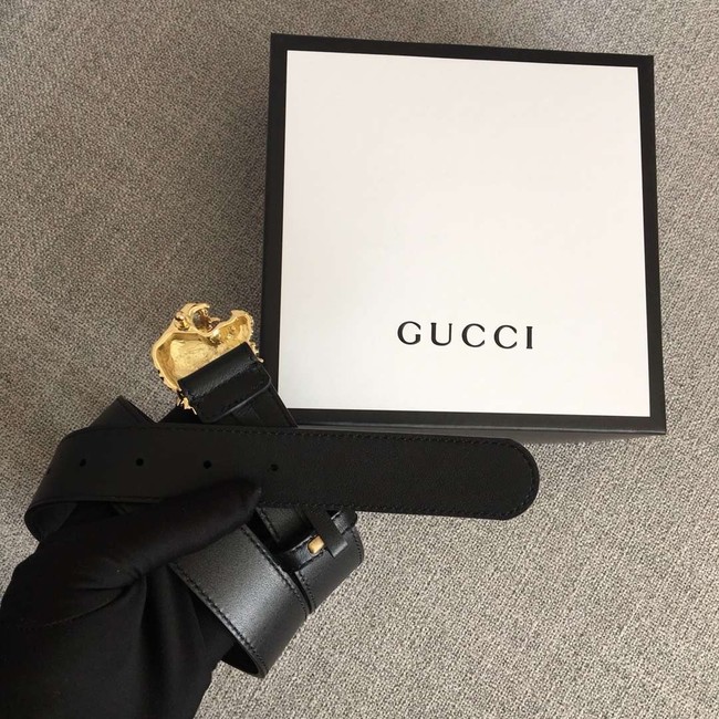 Gucci Leather belt with tiger head 543152 black