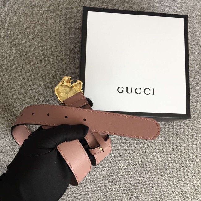 Gucci Leather belt with tiger head 543152 pink