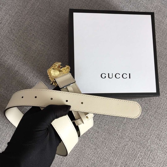 Gucci Leather belt with tiger head 543152 white