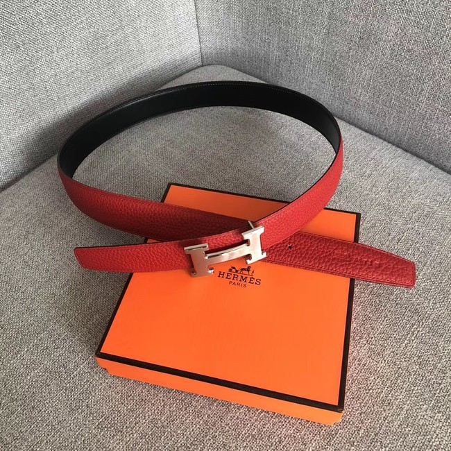 Hermes original togo 2 belt buckle & Reversible leather strap 32 mm H06454 red