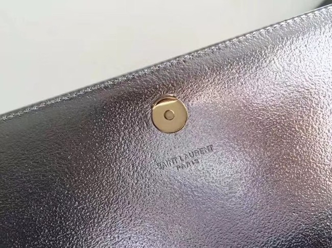 SAINT LAURENT Cassandre leather clutch 57312 Silver