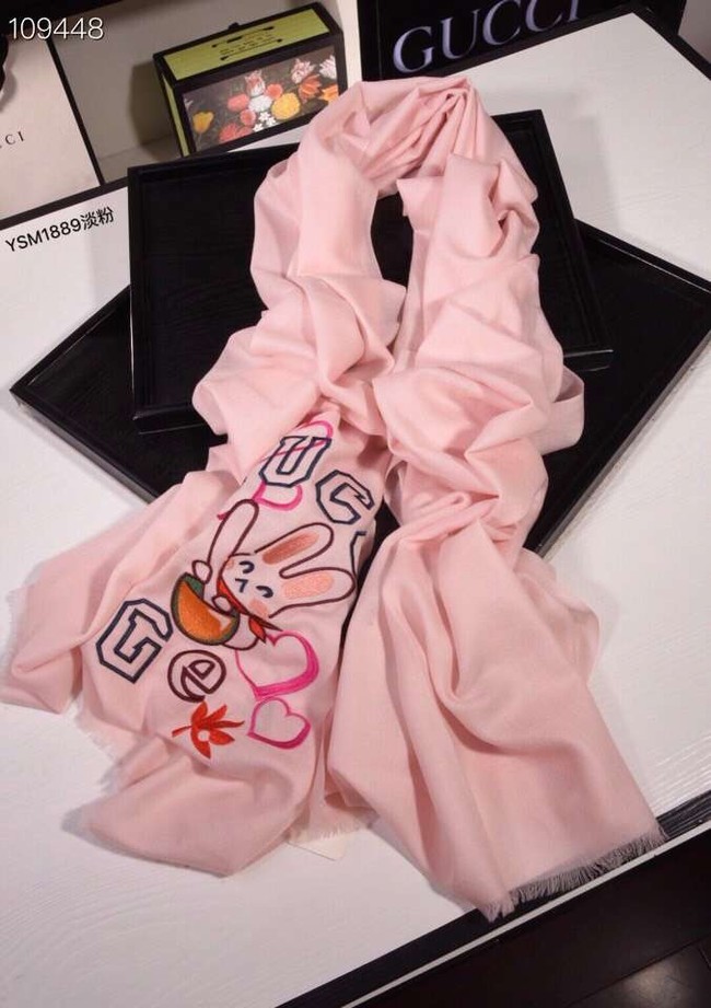 Gucci Cashmere Scarf YSM1889 light pink