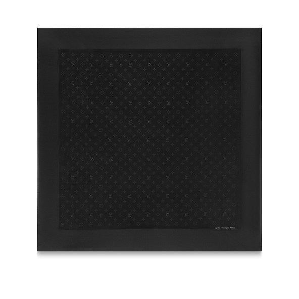Louis Vuitton MONACO SQUARE Monogram flower pattern silk M71150 black