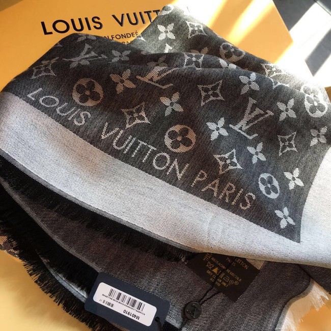 Louis Vuitton MONACO SQUARE Monogram flower pattern silk M71151 grey