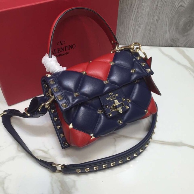 VALENTINO Candy quilted leather cross-body bag 0033 blue&red