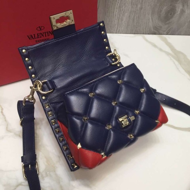 VALENTINO Candy quilted leather cross-body bag 0033 blue&red