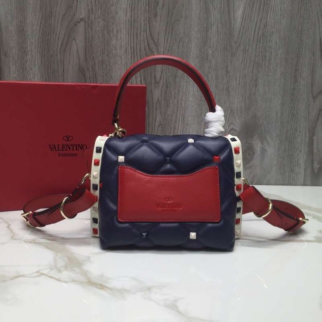 VALENTINO Candy quilted leather cross-body bag 0033 blue&white
