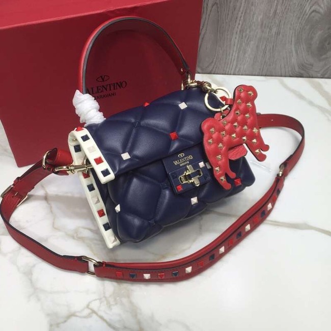 VALENTINO Candy quilted leather cross-body bag 0033 blue&white