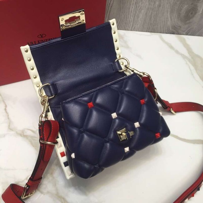 VALENTINO Candy quilted leather cross-body bag 0033 blue&white