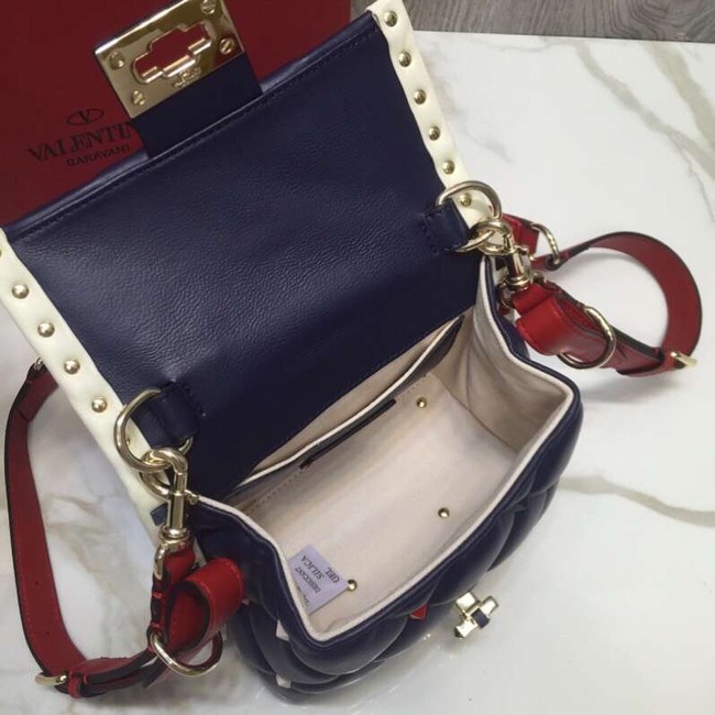 VALENTINO Candy quilted leather cross-body bag 0033 blue&white