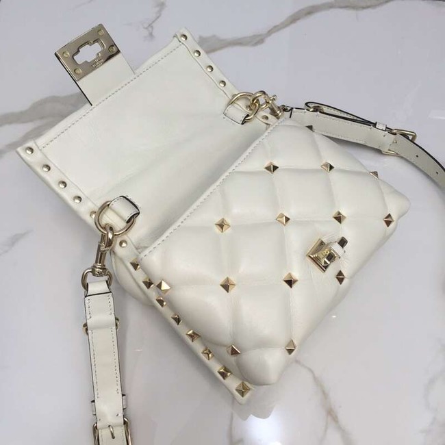 VALENTINO Candy quilted leather cross-body bag 0033 white