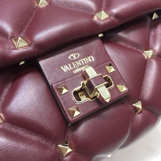 VALENTINO Candy quilted leather cross-body bag 0072 dark red