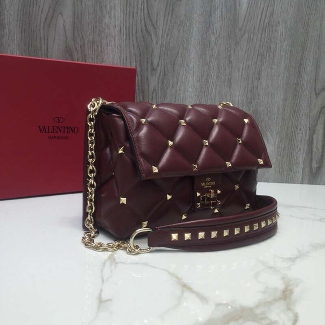 VALENTINO Candy quilted leather cross-body bag 0072 dark red
