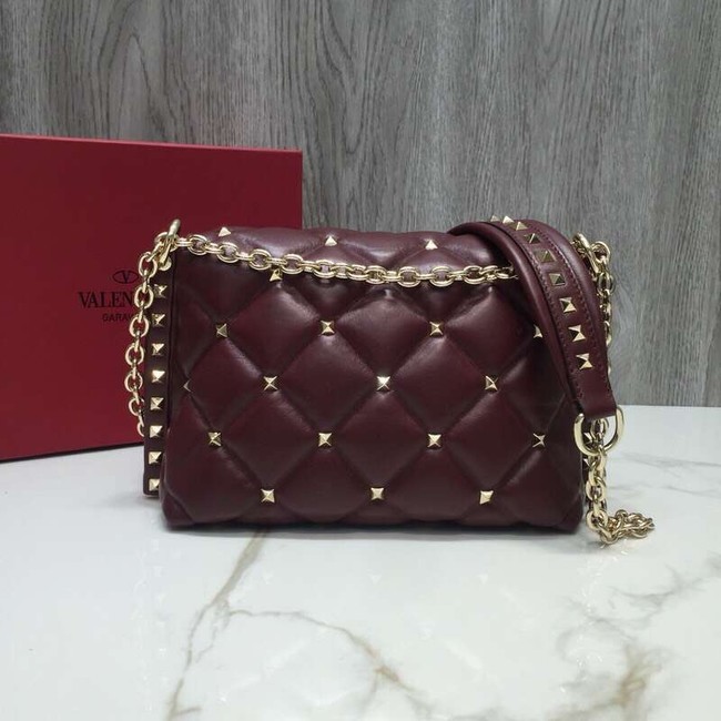 VALENTINO Candy quilted leather cross-body bag 0072 dark red