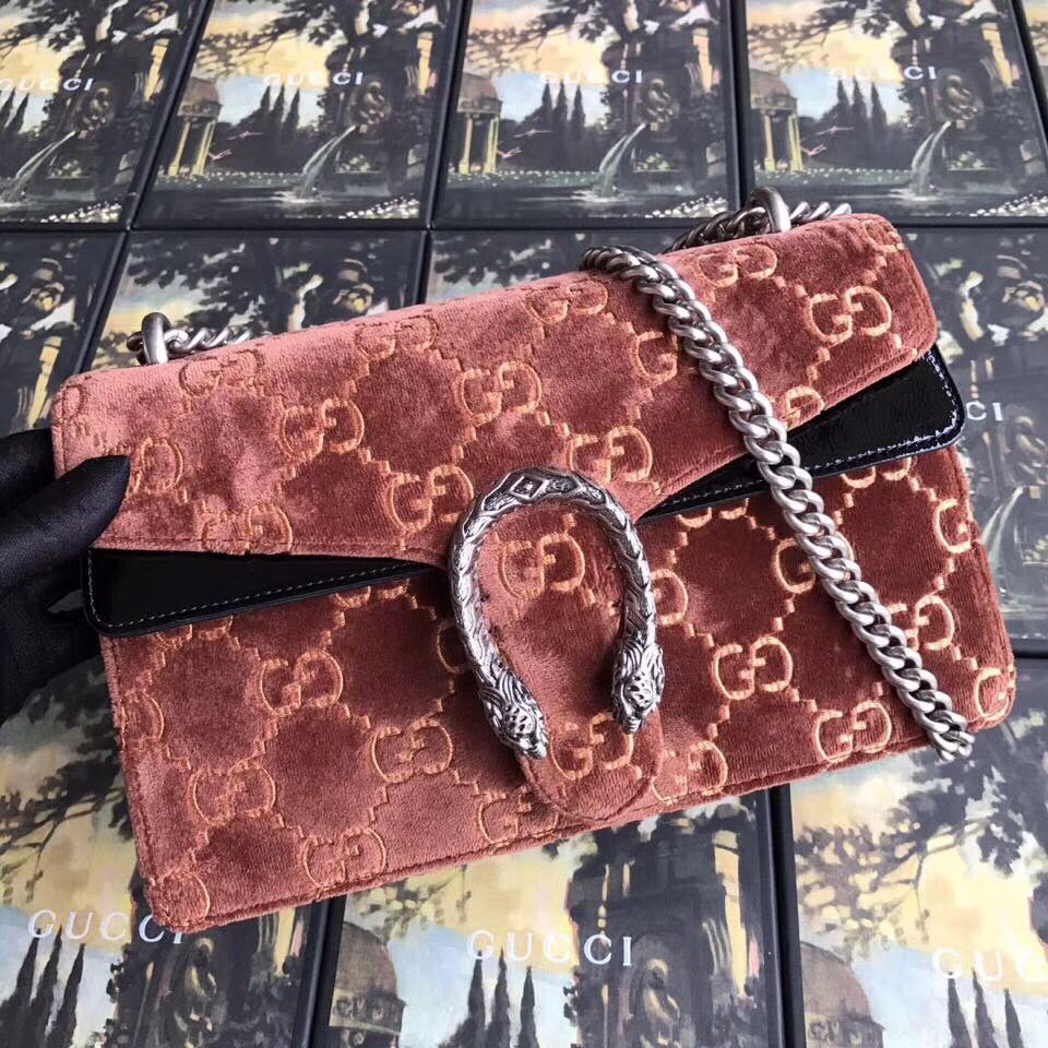 Gucci Dionysus GG velvet small shoulder bag 400249 Brown